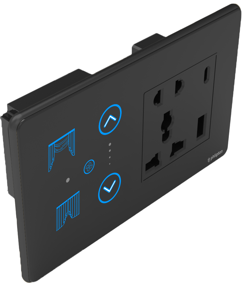 SR41. Luxeray 1 FAN +1 curtain+ 5 Pin Socket + USB Type A & C 18W Fast charging- 4M (0+1+1+1U)