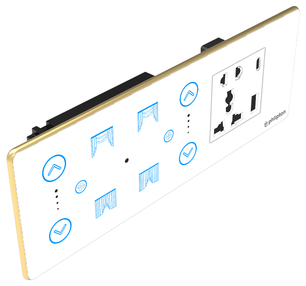 SR59. Luxeray 2 FAN + 2 Curtain+ 5 Pin Socket + USB Type A & C 18W Fast charging- 6/8M (0+2+2+1U)