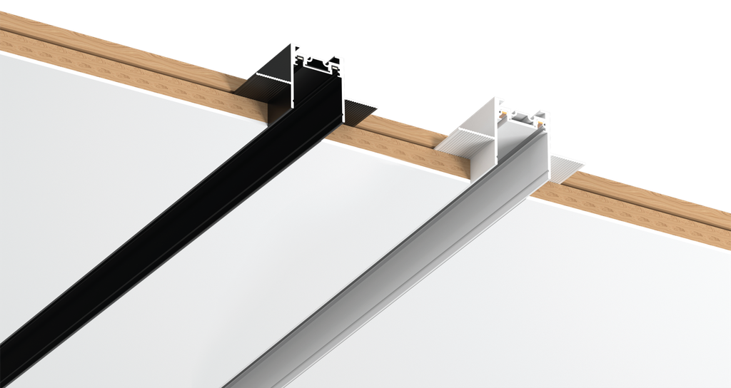 48V Recessed Magnetic Track per Metre (Black/White, 32 mm Cutout)