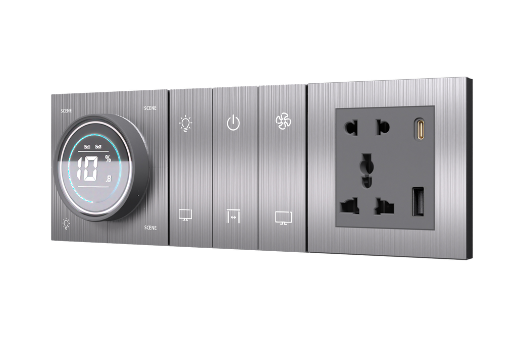 SR14. TITAN ZigBee Knob For 4 Zone Zigbee Lighting Brightness & Color Control + 6 Switch (10L / 7L+1F) : 6/8M (K+6S+SK)