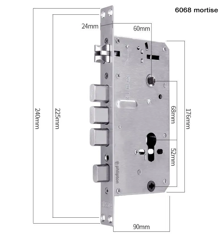 SR145. Smart Lock Stainless Mortise Door Lock Lock Body 6068 Size