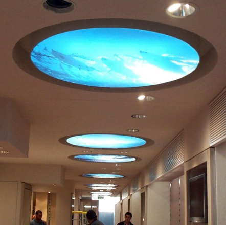 SR186. Zigbee Printed Curved or Flexible Printed Febric Stretch Ceiling Material - CCT tunable Dimmable (Imported Waterproof Febric + Metal Profile For Febric fitting + Led strip + Zigbee Controller + Power Supply) Per Sq Feet rate