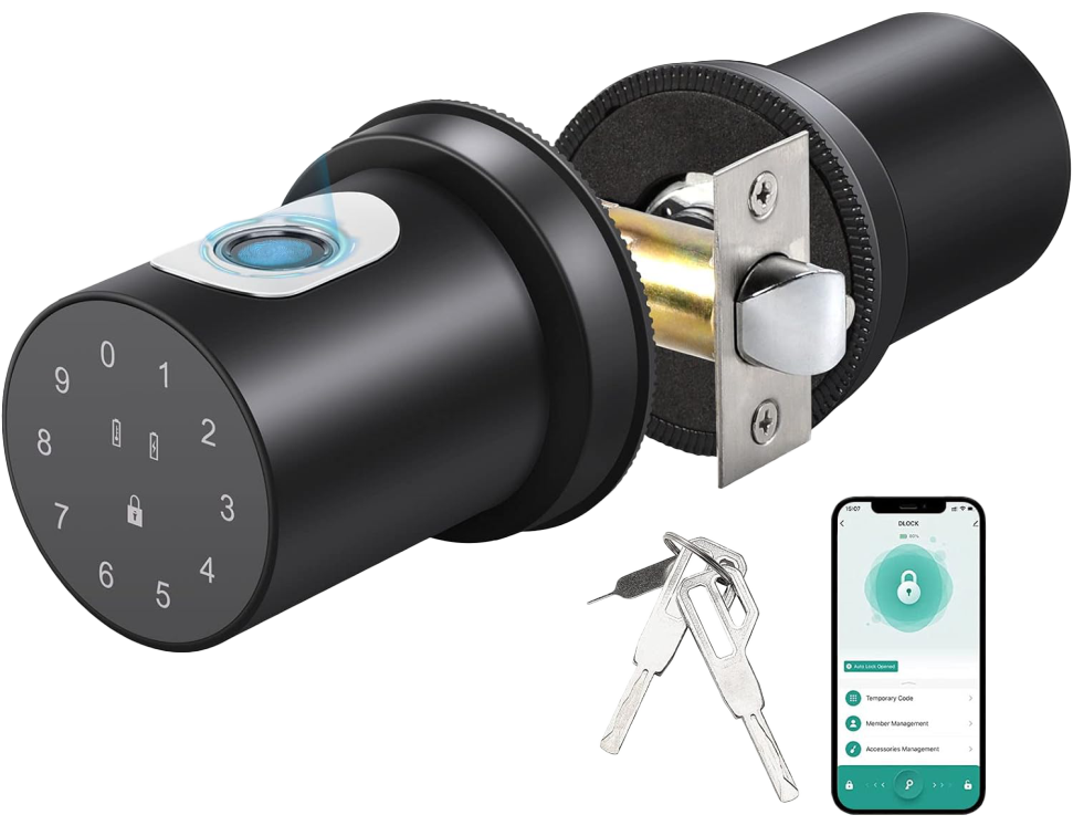 SR222. BLE Series B1 Smart Biometric Door Lock With Finger print + RFid + passcode + mechanical key (Suitable of Internal Doors Like Bedroom & Washroom)