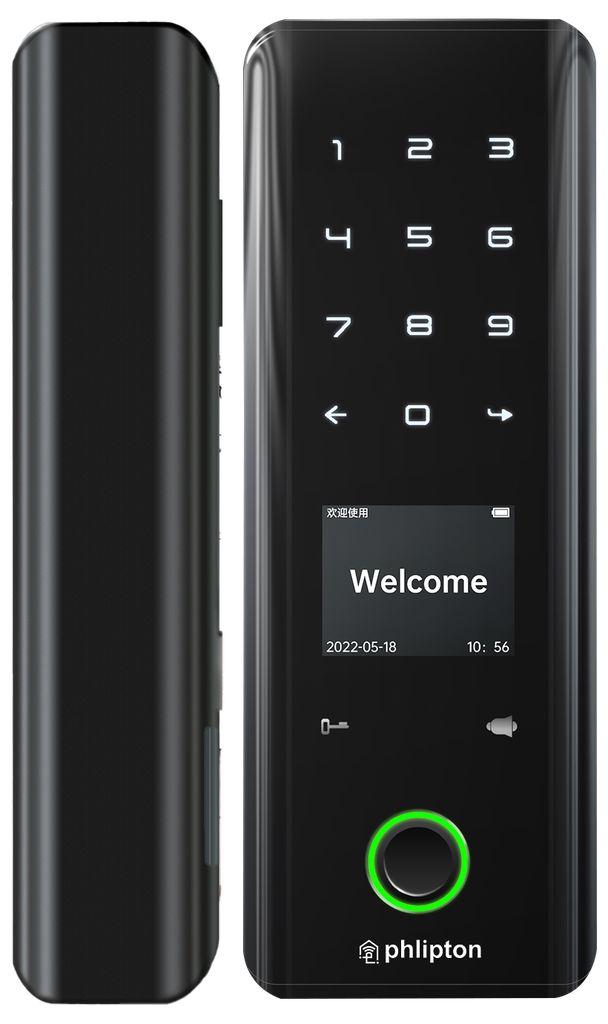SR223. Series B2 Smart Biometric Door Lock With Finger print + RFid + passcode + mechanical key (Slim Deadbold Lock For Slim Double Door gaps or Internal doors)