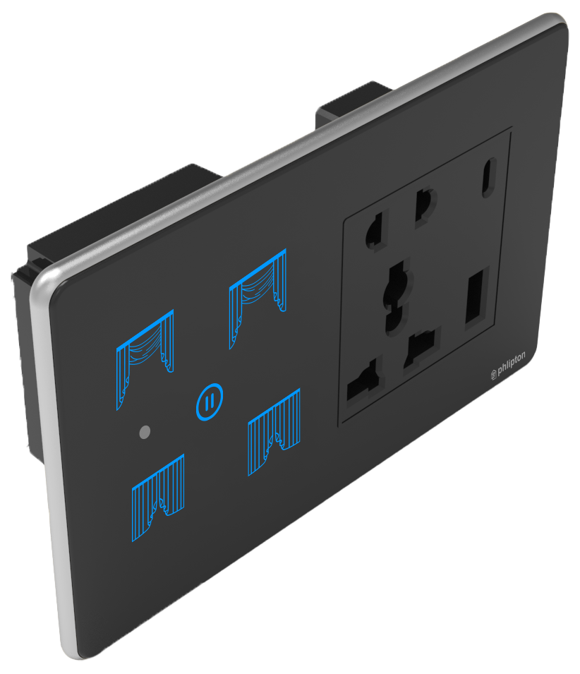 SR39. Luxeray 2 Curtain + 5 Pin Socket + USB Type A & C 18W Fast charging- 4M (0+0+2+1U)