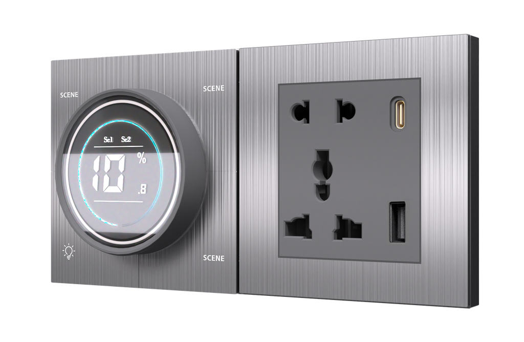 [PN-TN-4M (K+SK)] SR4. TITAN ZigBee Knob For 4 Zone Zigbee Lighting Brightness & Color Control + 5 Pin Socket + USB Type A & C 18W Fast charging (4L / 1L+1F) : 4M (K+SK)