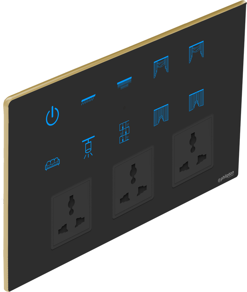 [PN-LXR-12M (6+0+2+3)] SR62. Luxeray 6 Switch+ 2 curtain + 3 Socket - 12M (6+0+2+3)