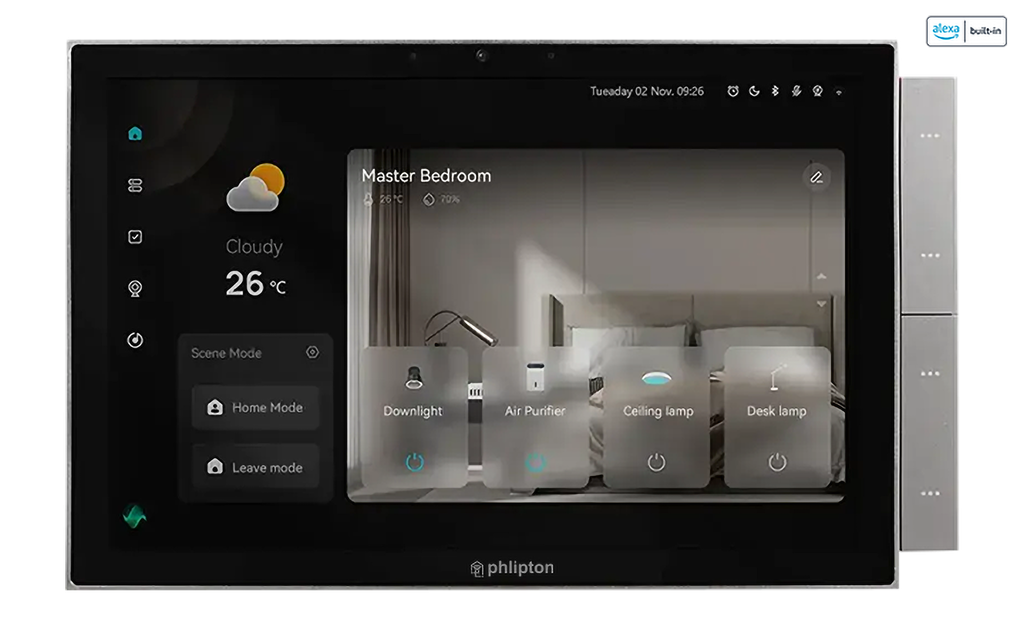SR83. Phlipton Multi-functional Indian 2M standard Touch Screen Panel In build ZigBee + Sigmesh Multimode Gateway For Central Control 10 Inch With VDP Video calling support With Alexa Inbuilt certified (Lead Time 20 to 30 days after advance order)