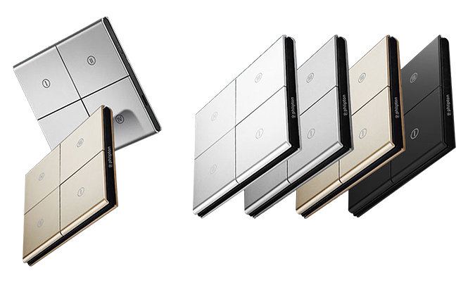 SR87. wireless ZigBee 4 Button For 12 Scene Control OR ZigBee Lighting Control switch Remote With magnetic wall Plate & Inbuilt Lithium-ion with Type C Rechargeable