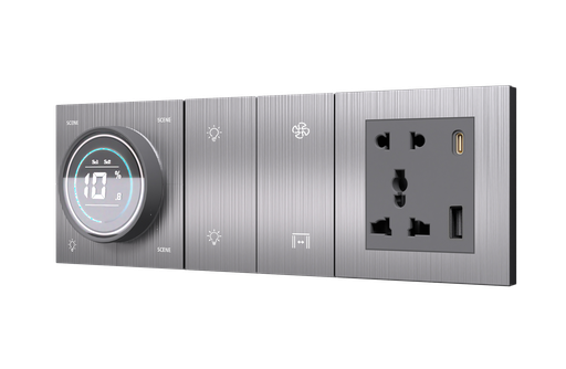 SR13. TITAN ZigBee Knob For 4 Zone Zigbee Lighting Brightness & Color Control + 4 Switch (10L / 7L+1F) : 6/8M (K+4S+SK)