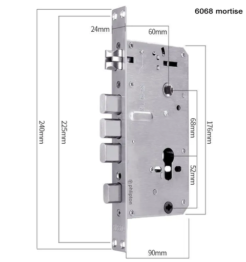 SR145. Smart Lock Stainless Mortise Door Lock Lock Body 6068 Size