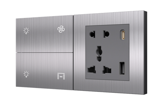 SR2. TITAN ZigBee 4 Switch + 5 Pin Socket + USB Type A & C 18W Fast charging (4L / 1L+1F) : 4M (4S+SK)