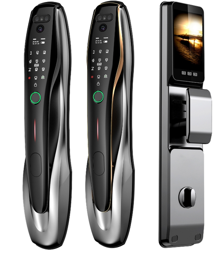 SR218. Series 6 WiFi-LE Smart Face Recognition Door Lock With Camera And screen with Active Doorbell Feature 2way Talk + Any Time Mobile App Unlock + Finger print + RFid + passcode + mechanical key + OTP + Active Smart Lock Bind Technology + 3rd Party VDP Integration (Optional)