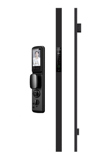 [PN-WDL-S7] SR219. Series 7 Villa 3 feet Slim handle type WiFi-LE Smart Face Recognition Door Lock With Camera And screen with Active Doorbell Feature 2way Talk + Any Time Mobile App Unlock + Finger print + RFid + passcode + mechanical key + OTP + Active Smart Lock Bind Technology (Black Matte)