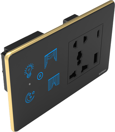 SR38. Luxeray 2 Switch +1 Curtain + 5 Pin Socket + USB Type A & C 18W Fast charging- 4M (2+0+1+1U)