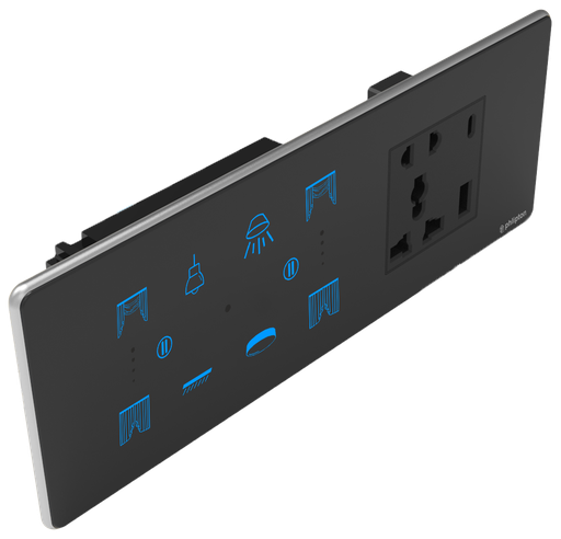 SR53. Luxeray 4 Switch + 2 Curtain + 5 Pin Socket + USB Type A & C 18W Fast charging- 6/8M (4+0+2+1U)