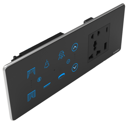 SR55. Luxeray 4 Switch + 1 FAN + 1 Curtain + 5 Pin Socket + USB Type A & C 18W Fast charging- 6/8M (4+1+1+1U)