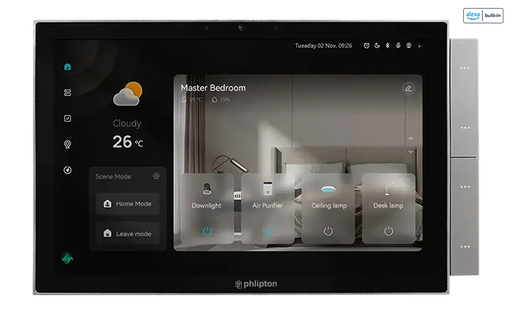 [PN-CPS-10INCH] SR83. Phlipton Multi-functional Indian 2M standard Touch Screen Panel In build ZigBee + Sigmesh Multimode Gateway For Central Control 10 Inch With VDP Video calling support With Alexa Inbuilt certified (Lead Time 20 to 30 days after advance order)